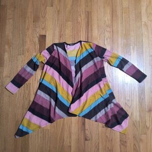 🔥BOGO Free🔥 Heimish USA Asymmetrical Striped Fleece Cardigan,Women's S